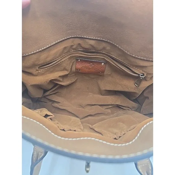 Patricia Nash Vienna Suede Satchel‎ Italian Leather Heritage Biscuit Hand Bag - Picture 8 of 15